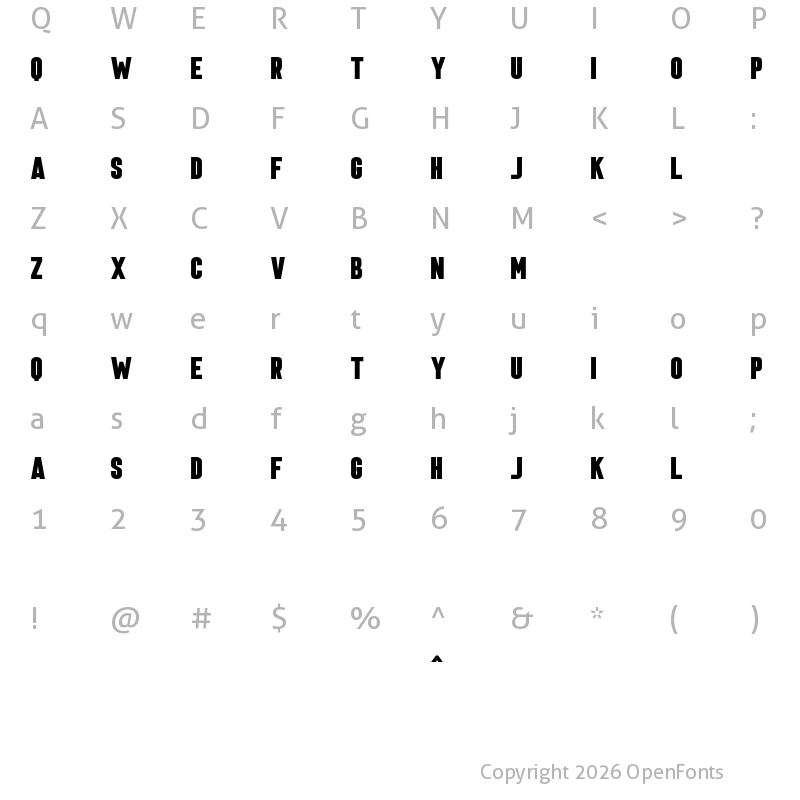 Character Map of Mamouth Regular