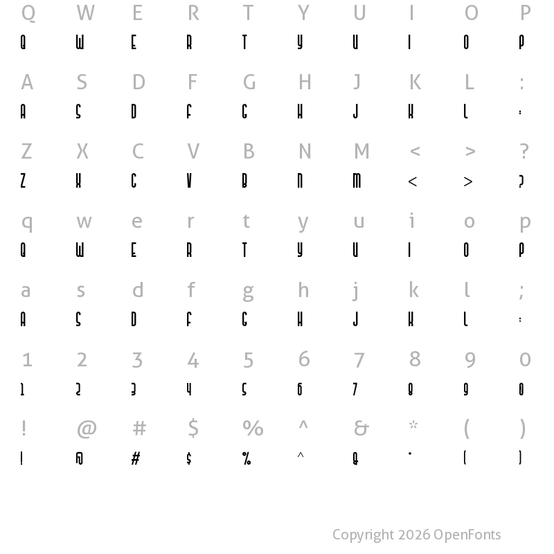 Character Map of Mandan Demo Regular
