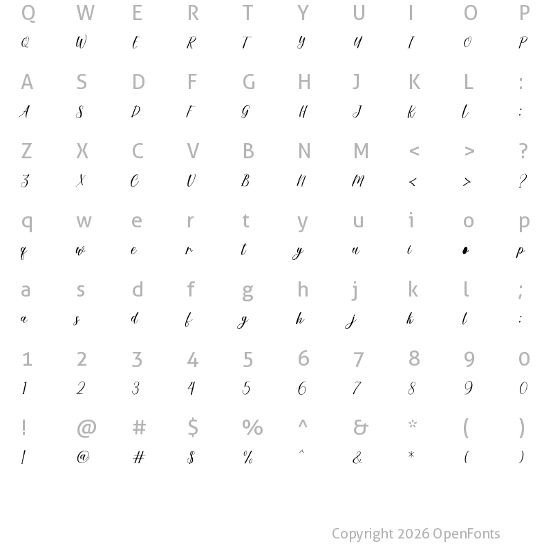 Character Map of Mandat Regular