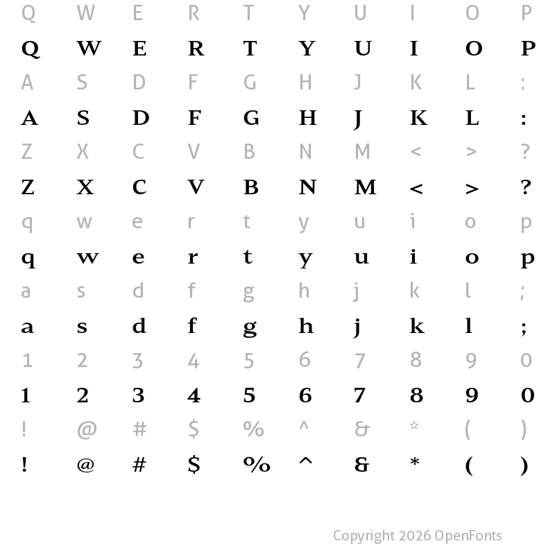 Character Map of Mandrel Ext Bold