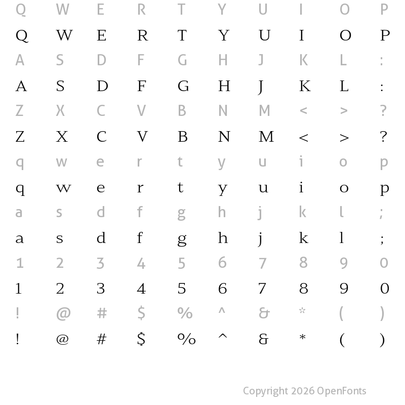 Character Map of Mandrel Ext Book