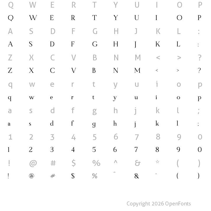Character Map of Manfitte Regular