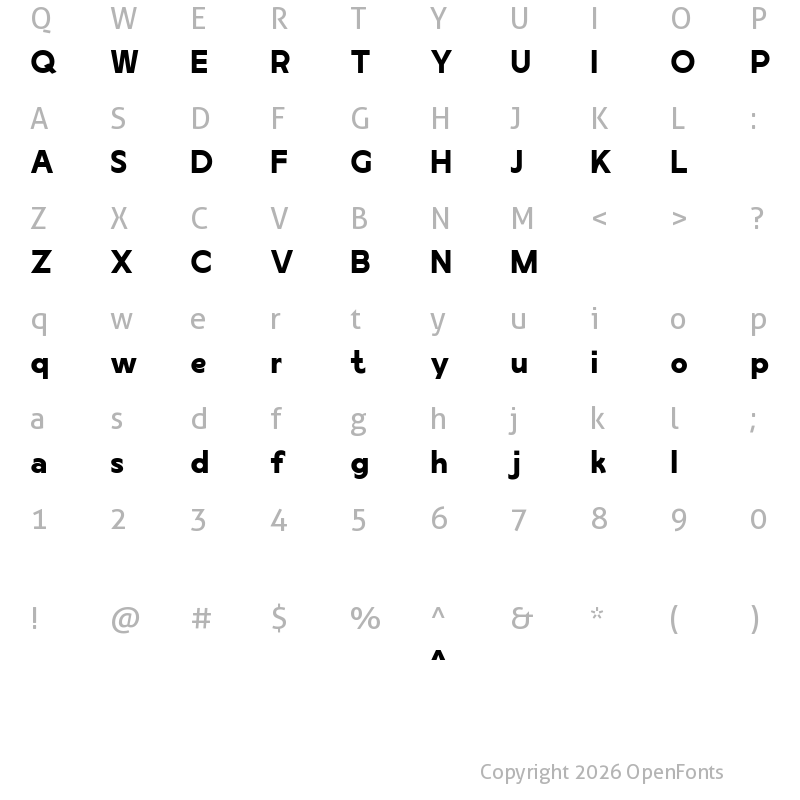 Character Map of Manford Sans Free Bold