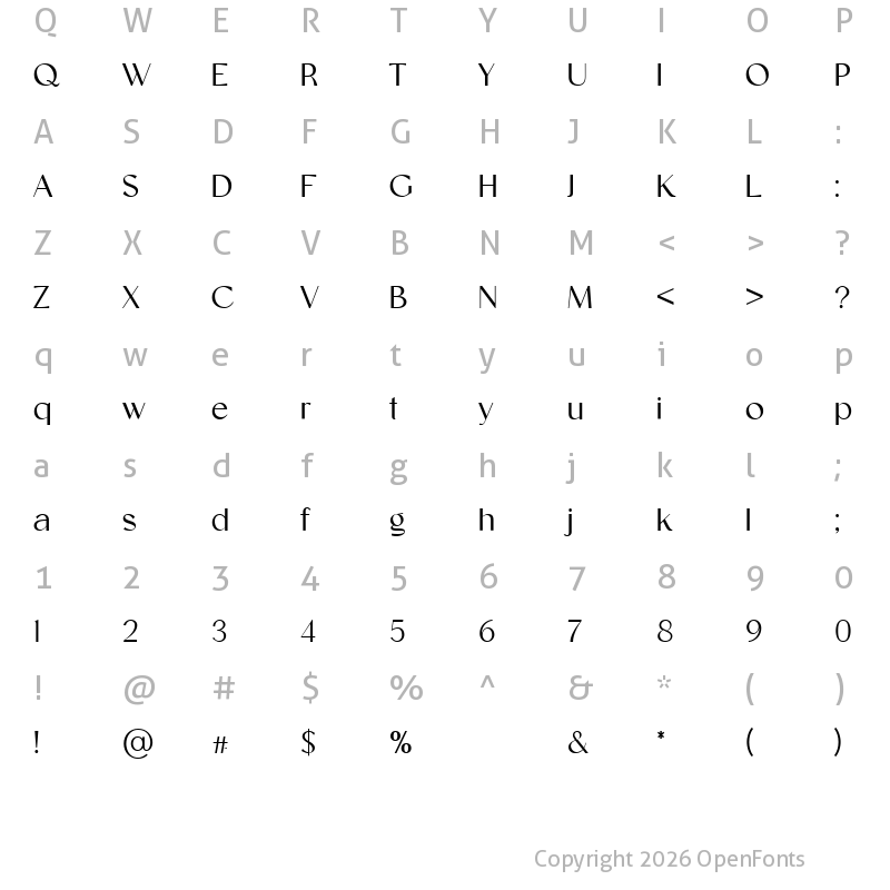 Character Map of Mangiola Regular