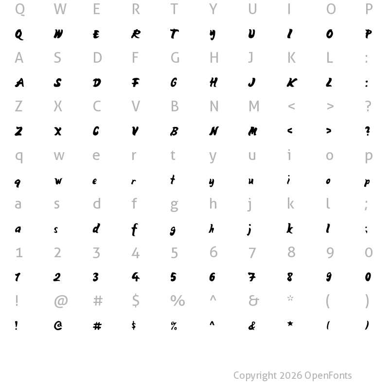Character Map of Mango Fill