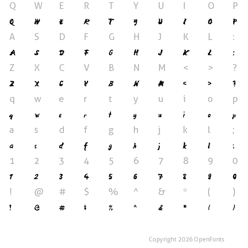 Character Map of Mango Scribble