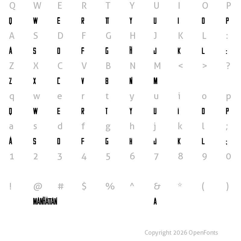 Character Map of MANHATTAN Regular