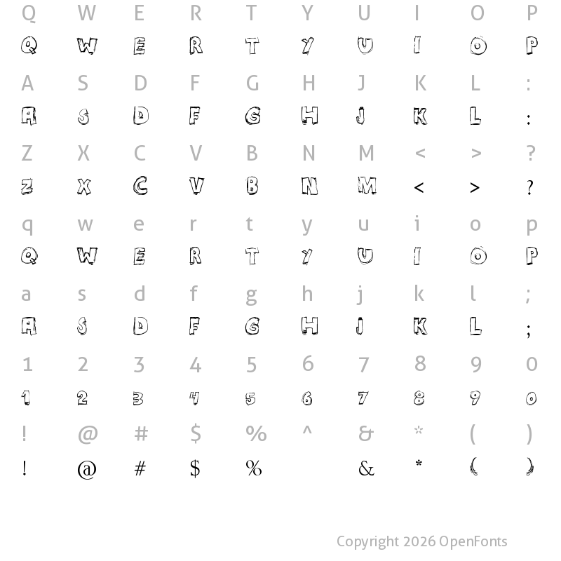 Character Map of MANIATICO! Regular