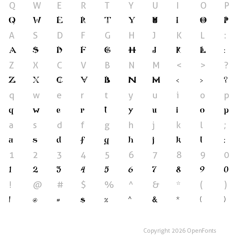Character Map of ManicSea Regular