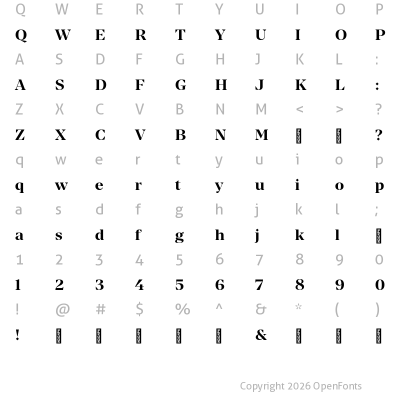 Character Map of Manier Bold-Trial