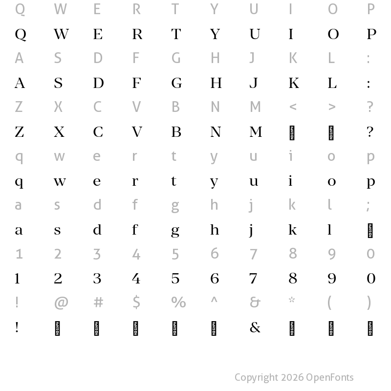 Character Map of Manier Regular-Trial