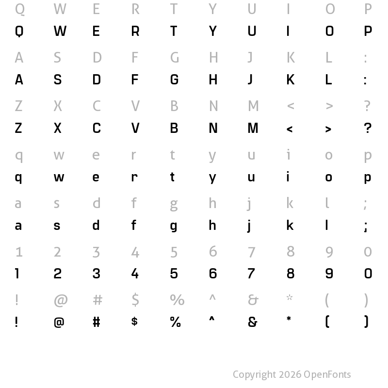 Character Map of Manifold CF Bold