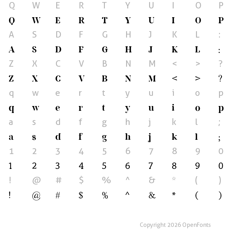 Character Map of Manky Serif Typeface