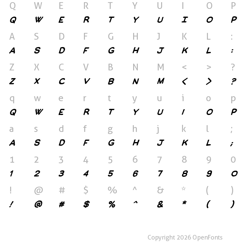 Character Map of ManlyMen BB Bold