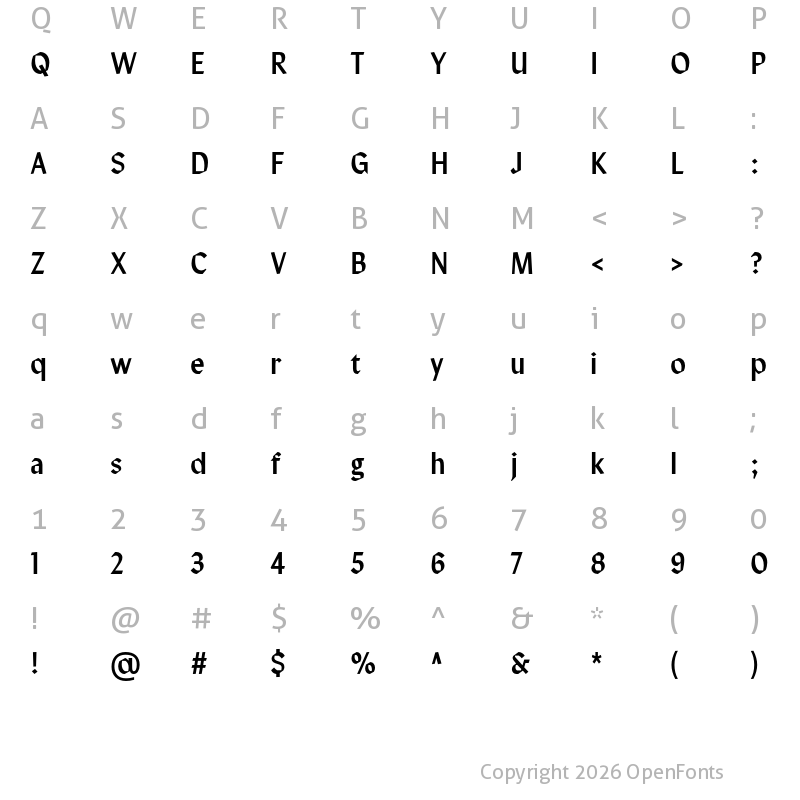 Character Map of Manofa Condensed Light