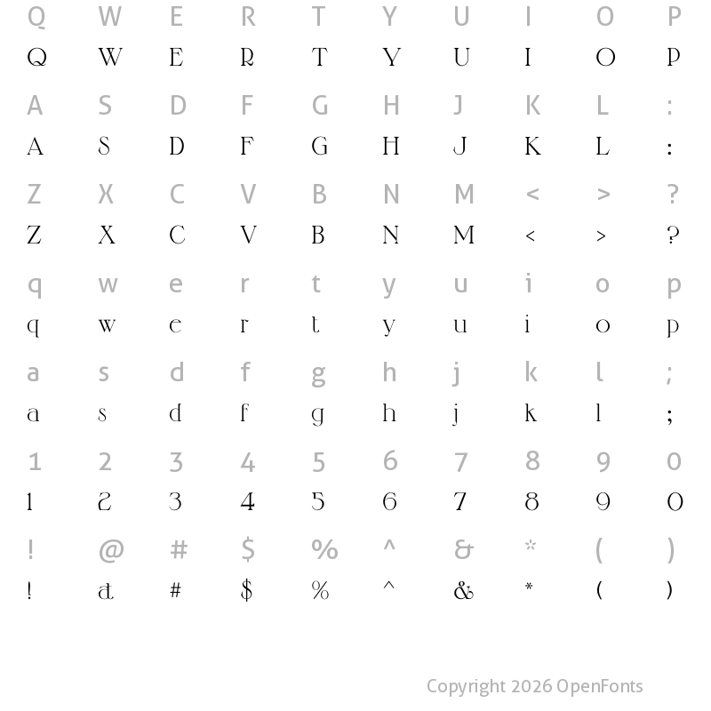 Character Map of ManquisCP Medium