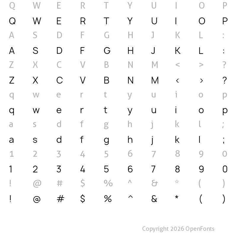 Character Map of Manrope Regular