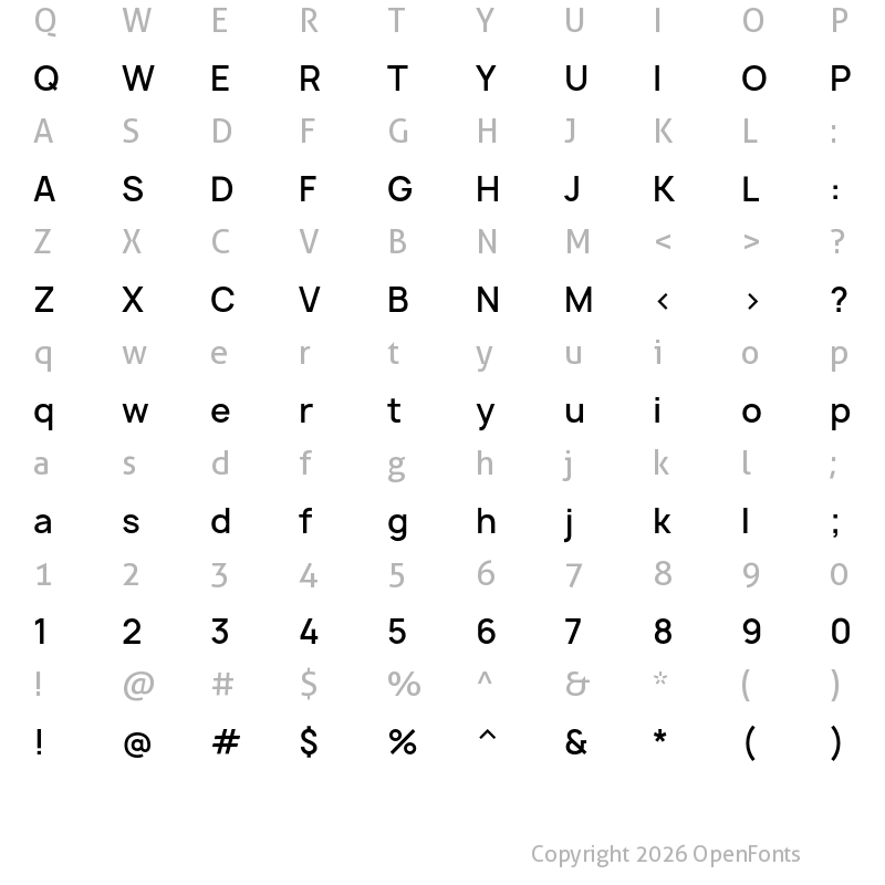 Character Map of Manrope Semibold