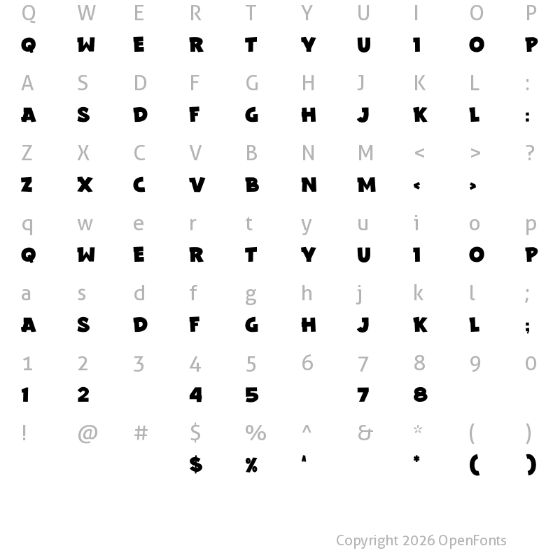 Character Map of Mantab Regular