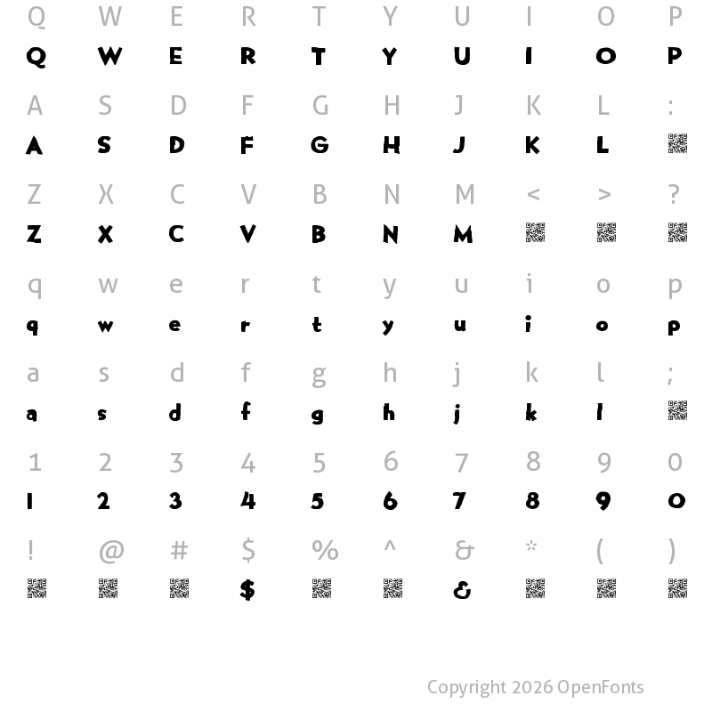 Character Map of ManyGifts Regular
