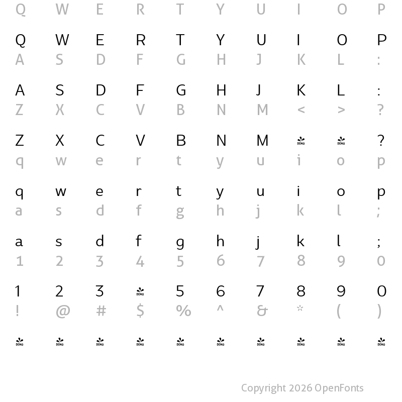 Character Map of Marble Display Wide Regular