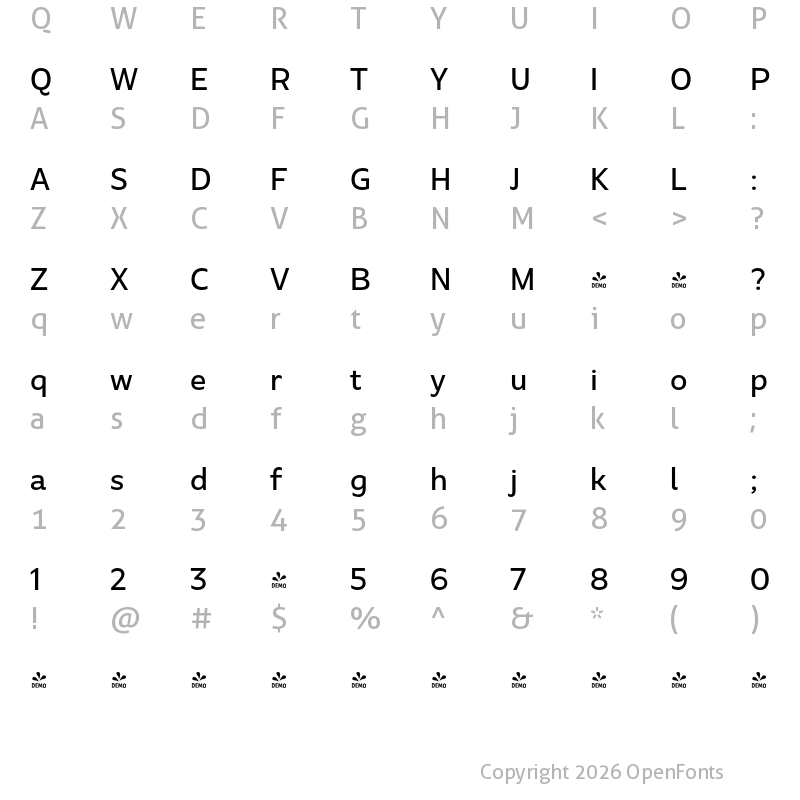 Character Map of Marble Text Wide Medium