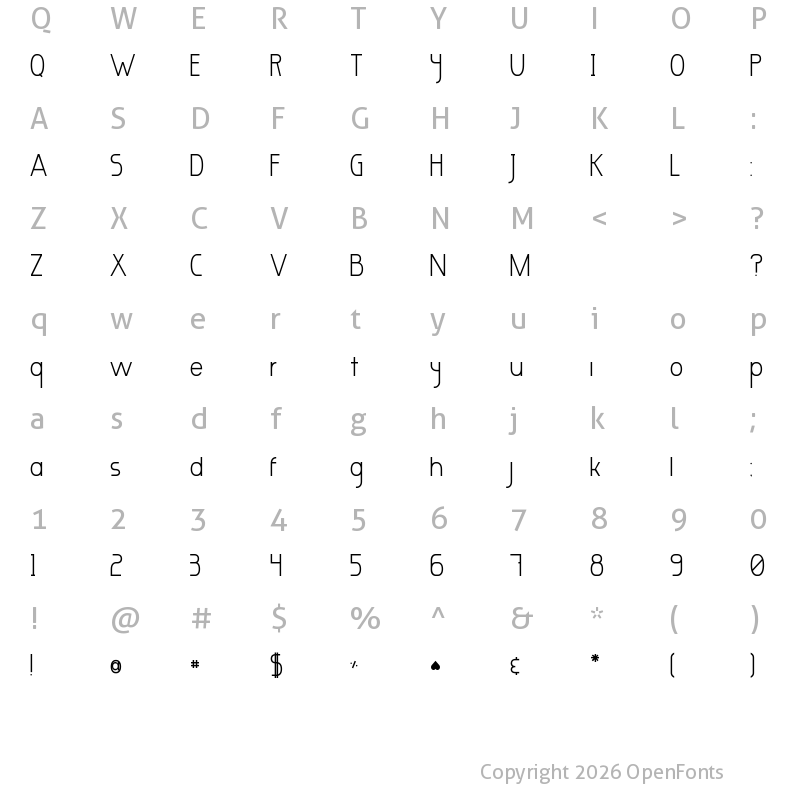 Character Map of Marcelita Sans Regular