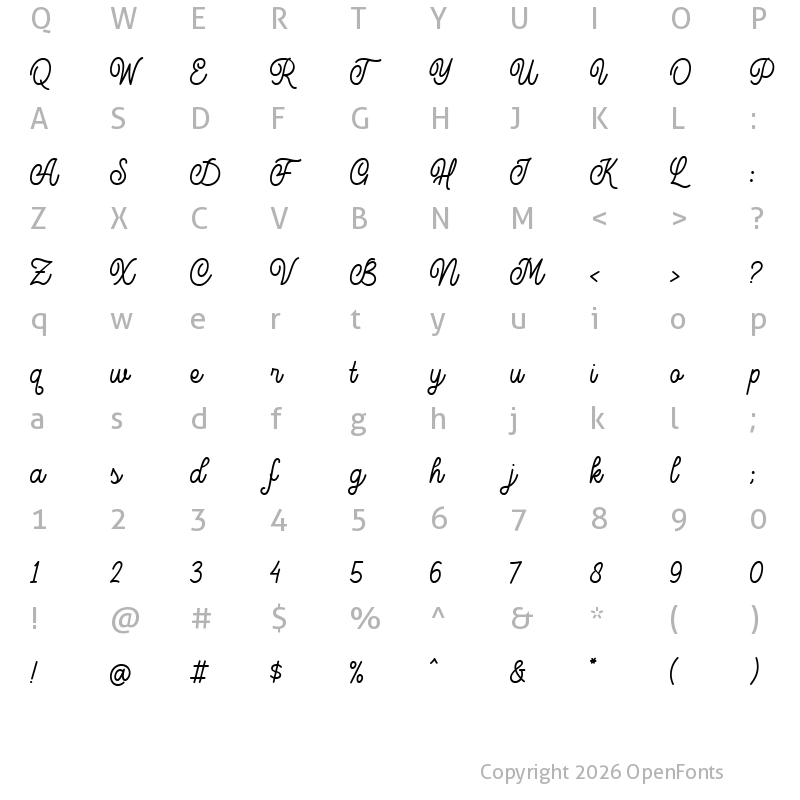 Character Map of Marcellas Regular