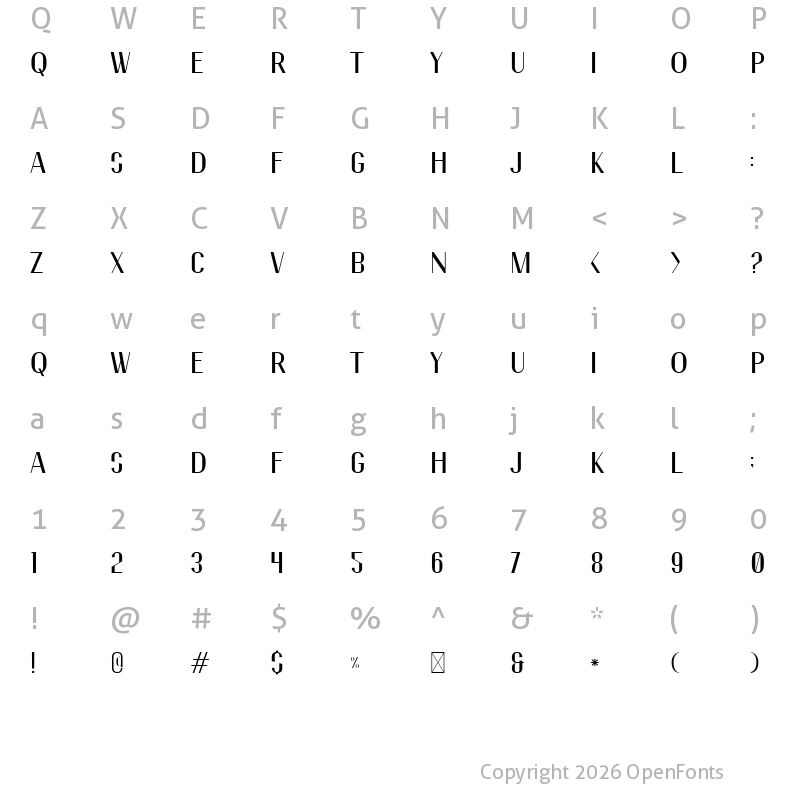 Character Map of Marchellia Regular
