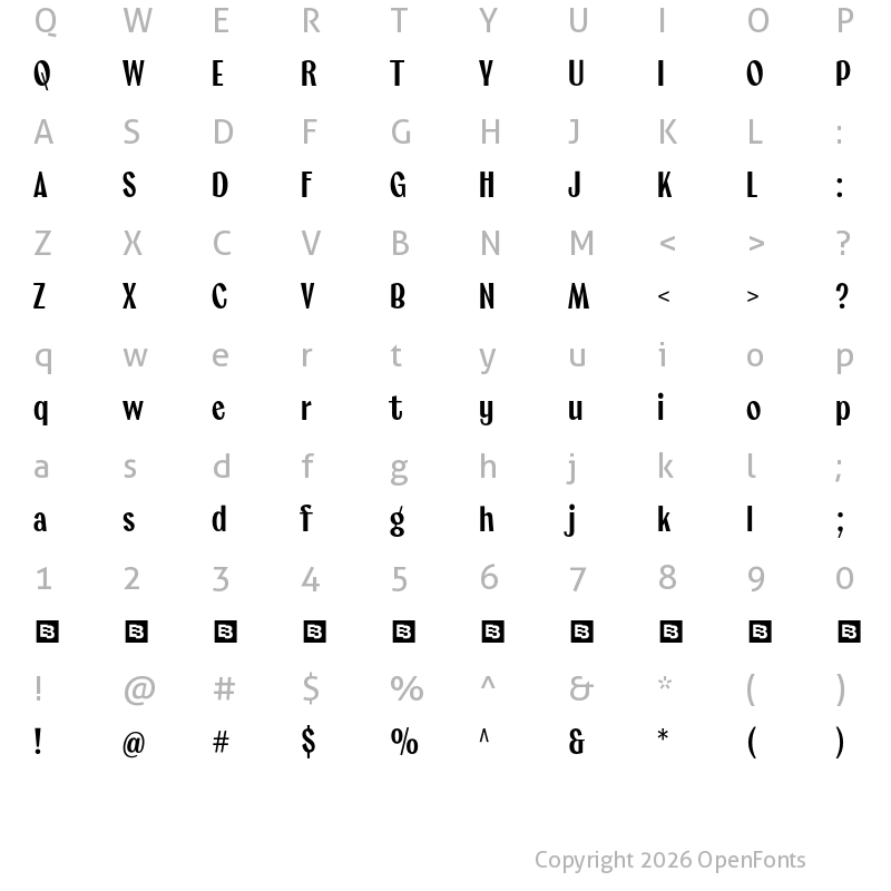 Character Map of Marcione Trial Bold
