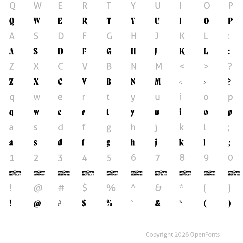 Character Map of Marcovaldo Trial Regular