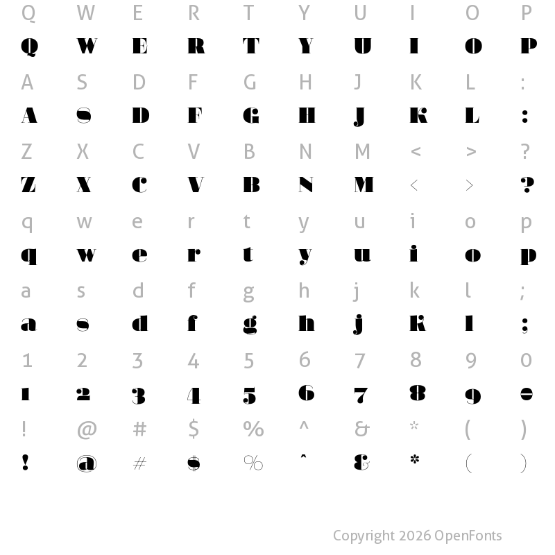 Character Map of Margarita Regular