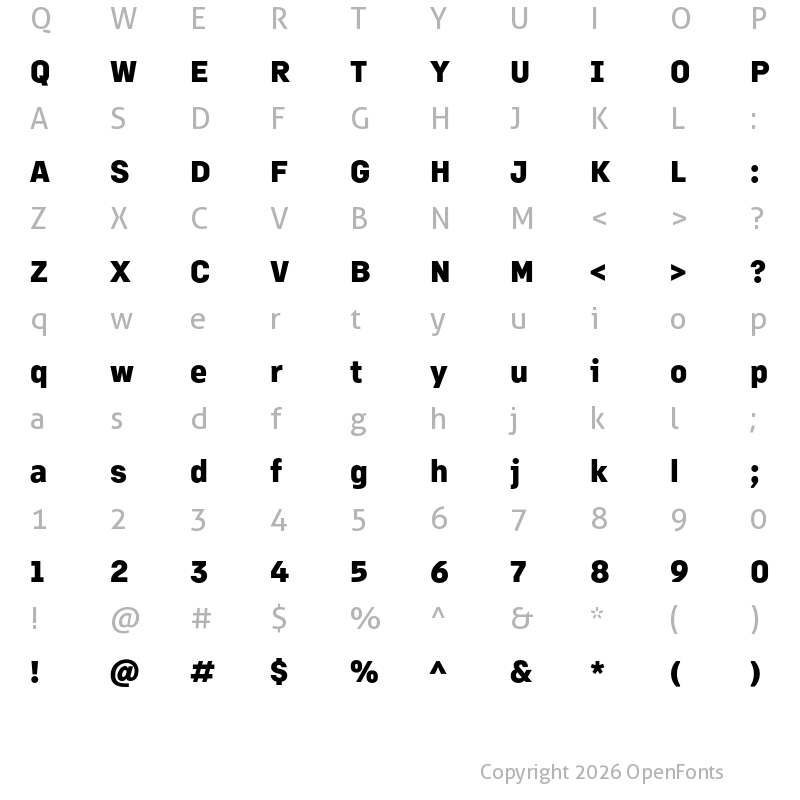 Character Map of Margin MVB Heavy