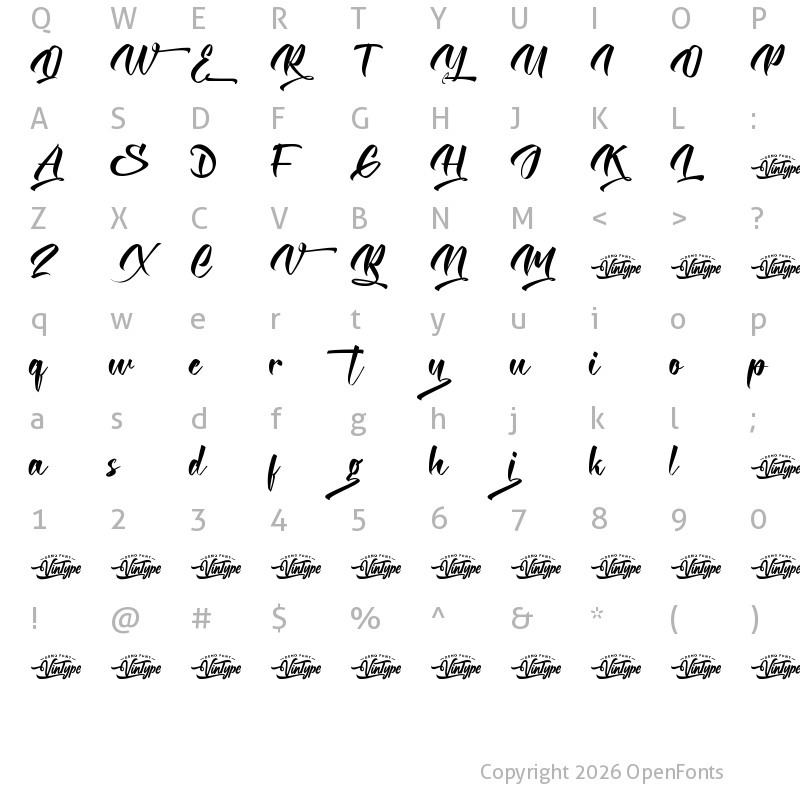 Character Map of Margination Demo Regular
