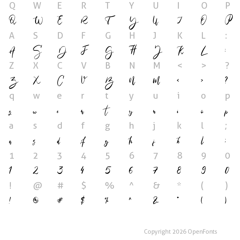 Character Map of Maria Rose Regular Regular
