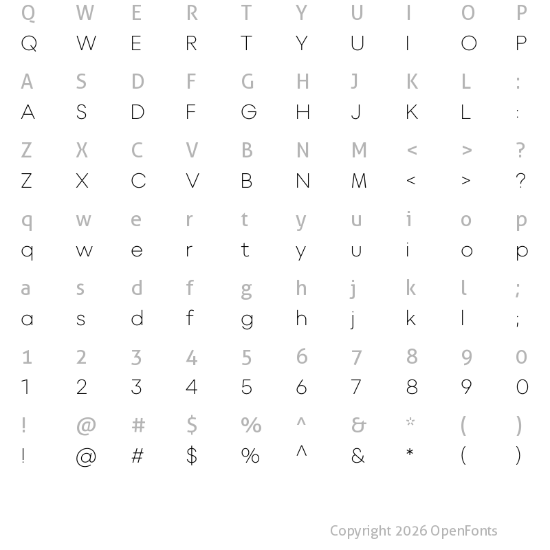 Character Map of Markiza1.5 Thin