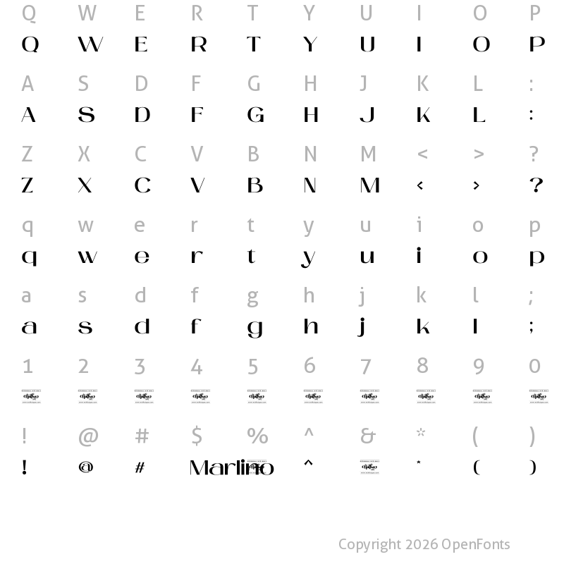 Character Map of Marlino Regular Personal Use Regular