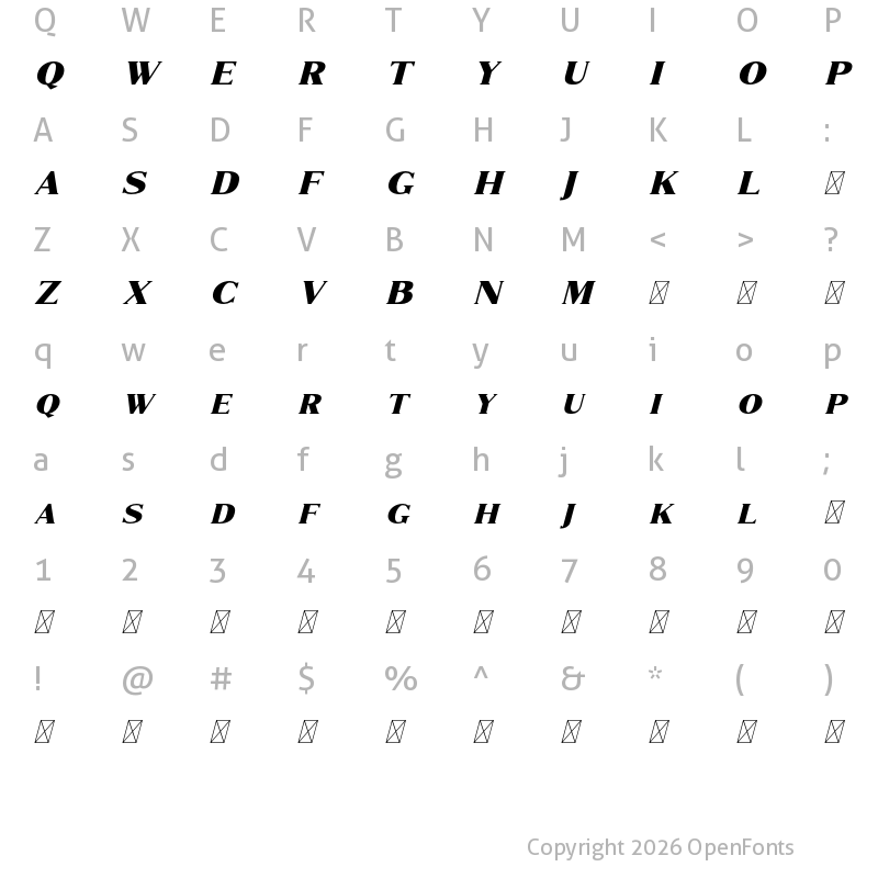 Character Map of Marques Free Italic