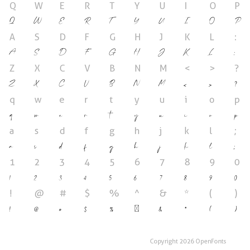 Character Map of MarquisePauline Script