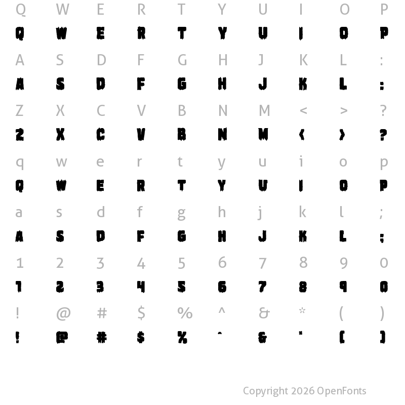 Character Map of Marsh Thing Bold Bold