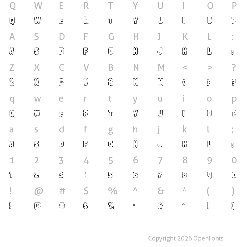 Character Map of Marsh Thing Bold Outline Bold