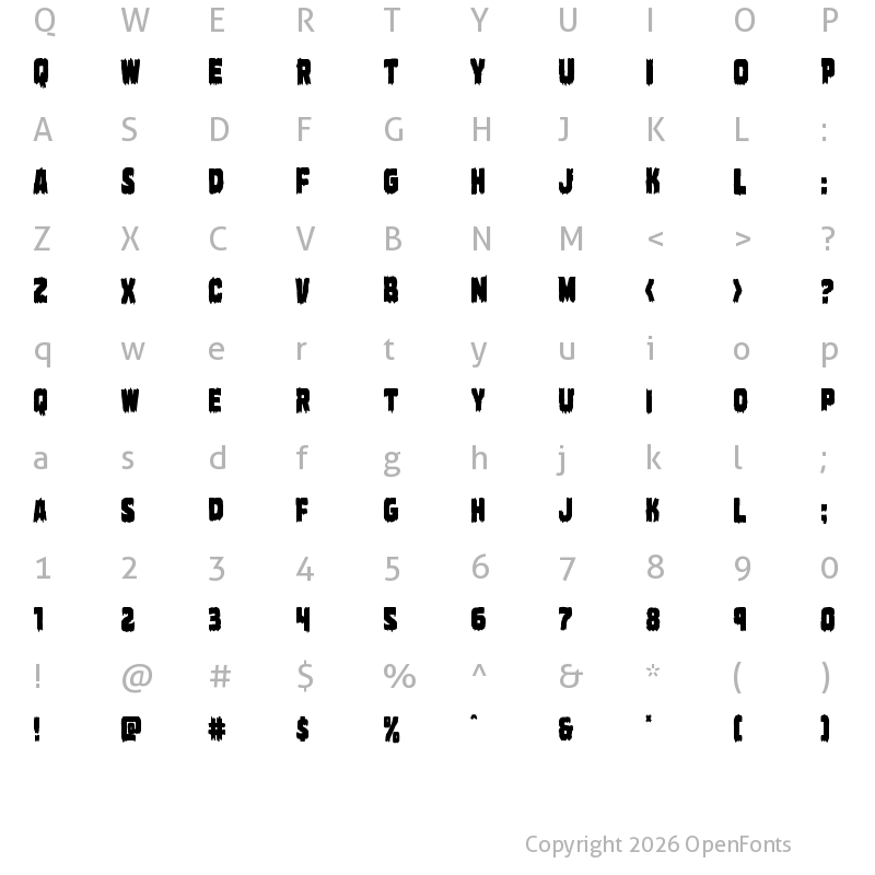 Character Map of Marsh Thing Condensed Condensed