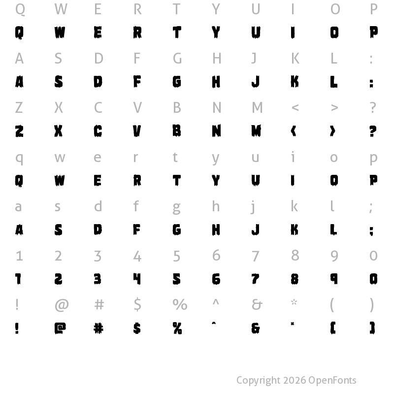 Character Map of Marsh Thing Regular