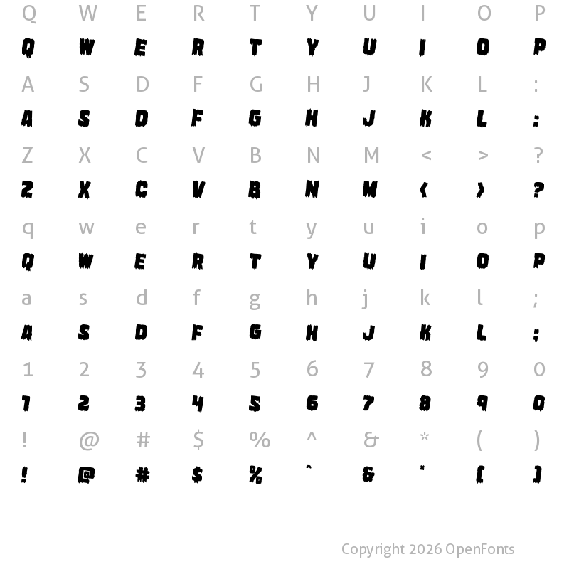 Character Map of Marsh Thing Rotated 2 Regular