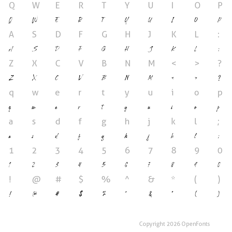 Character Map of Marstain Regular