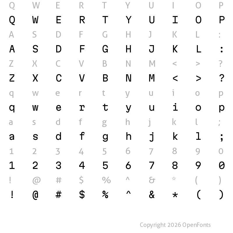 Character Map of Martian Mono SemiExpanded Regular