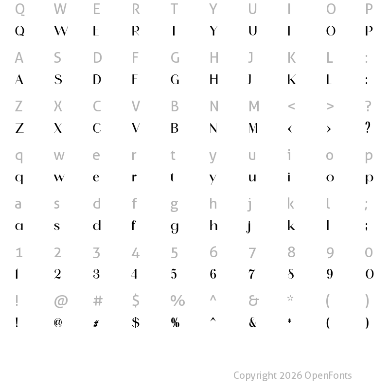 Character Map of Martina Regular