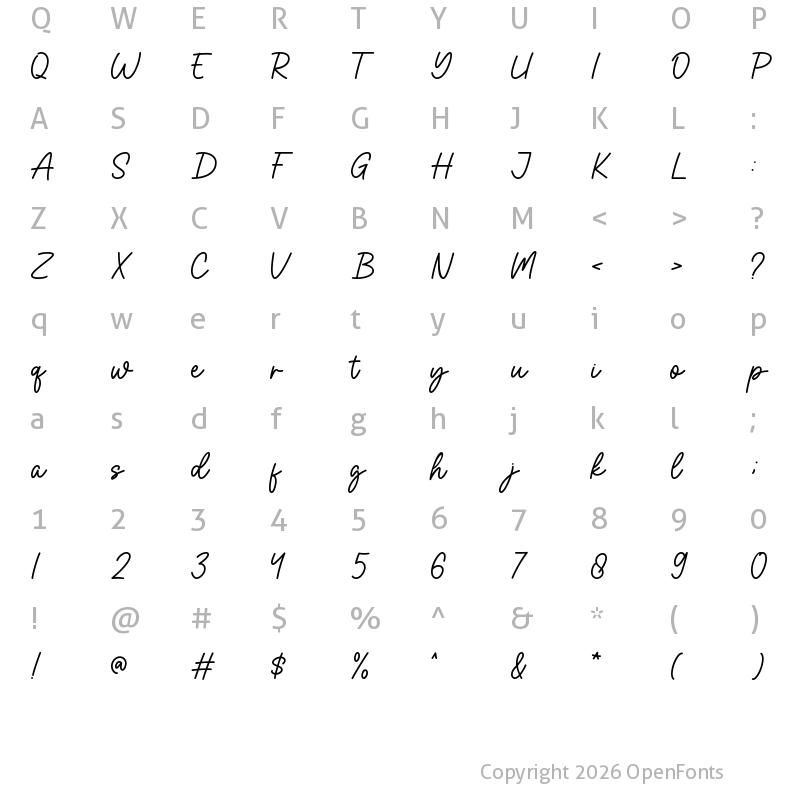 Character Map of Marvella Regular