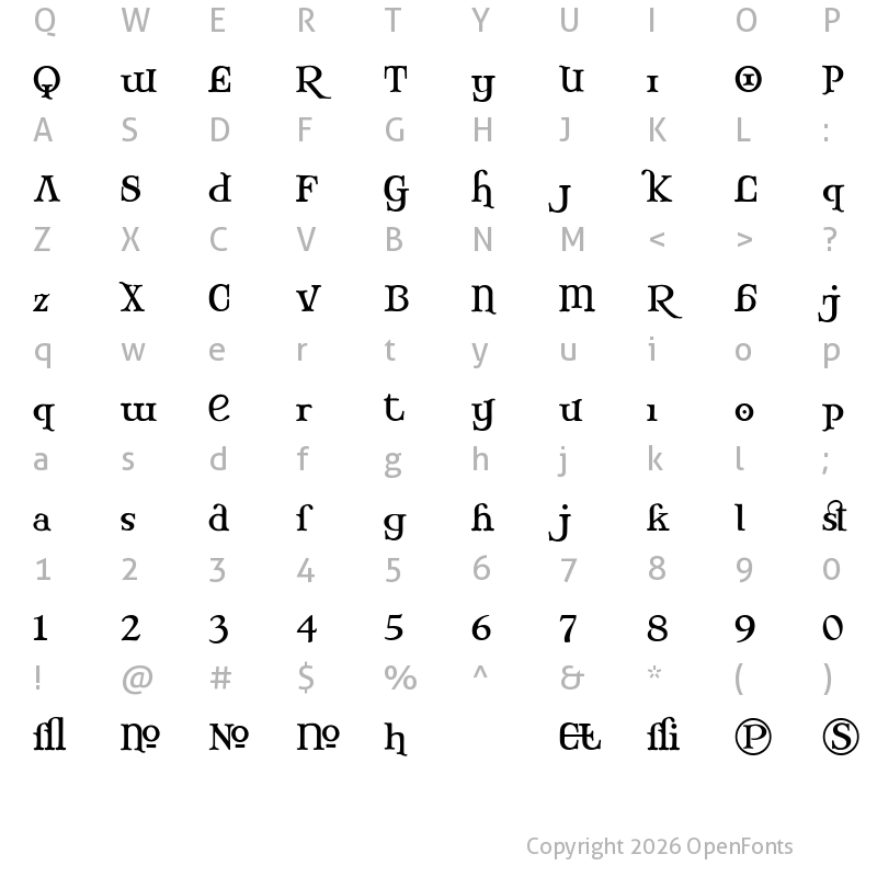 Character Map of Mary Jane Alternate Regular
