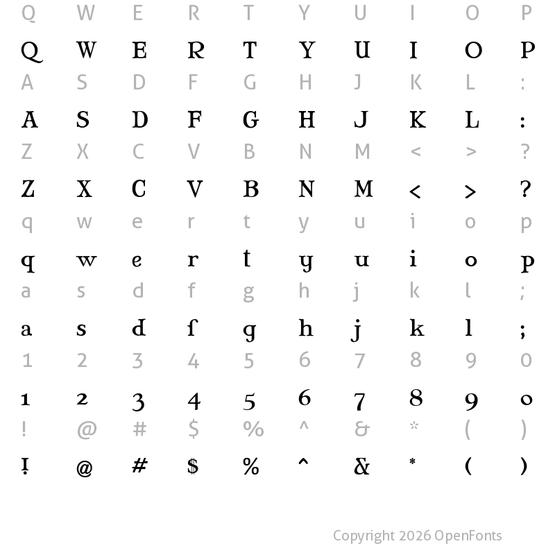 Character Map of Mary Jane Antique Regular